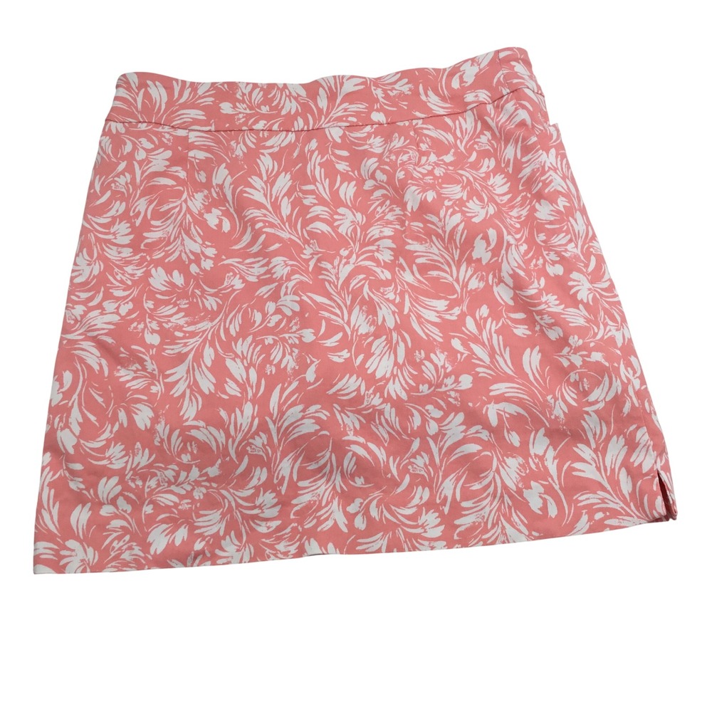 Coral Bay Womens Pink Floral Leaf Print Skort Size Medium Stretch Golf Tennis